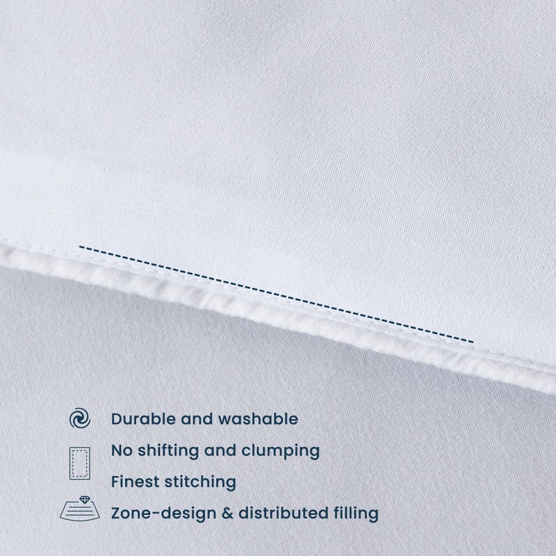 SLEEP ZONE لحاف سليب زون، لحاف كينغ مقاس، لحاف قابل للعكس مبطن، لحاف ناعم لجميع الفصول، أغطية تنفس بديلة للريش مع 8 حلقات، جانبين أبيض 102 x 88 بوصة - Image 5